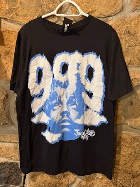 Juice WRLD 999 Graphic Tee - Black with Blue Print
